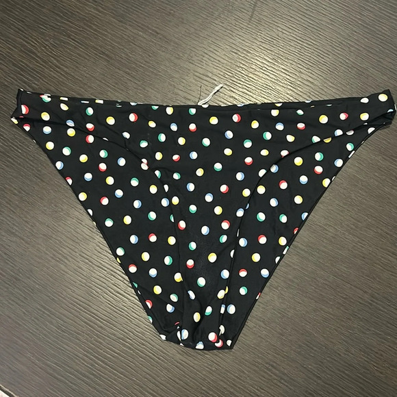 Volcom Women’s Black W Multi Colored Spot Pattern Bikini Brief Bottom Medium - Picture 1 of 3